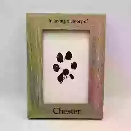 Ink Paw Print in Oak Frame